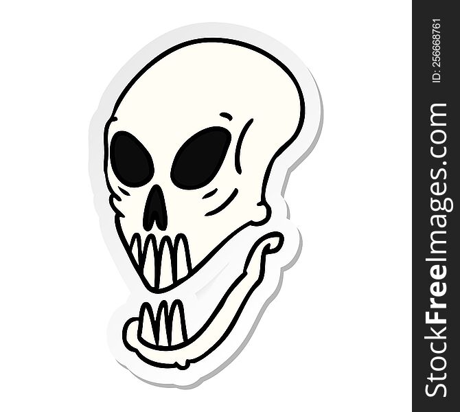 sticker cartoon doodle of a skull head