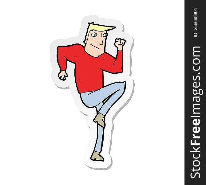 sticker of a cartoon man jogging on spot