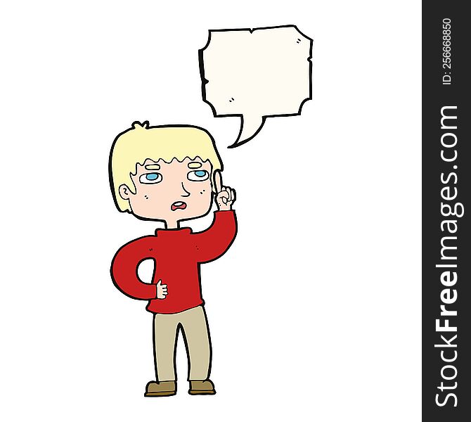 Cartoon Boy With Question With Speech Bubble