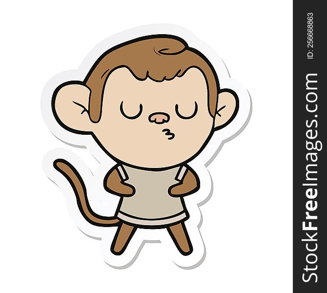 Sticker Of A Cartoon Calm Monkey