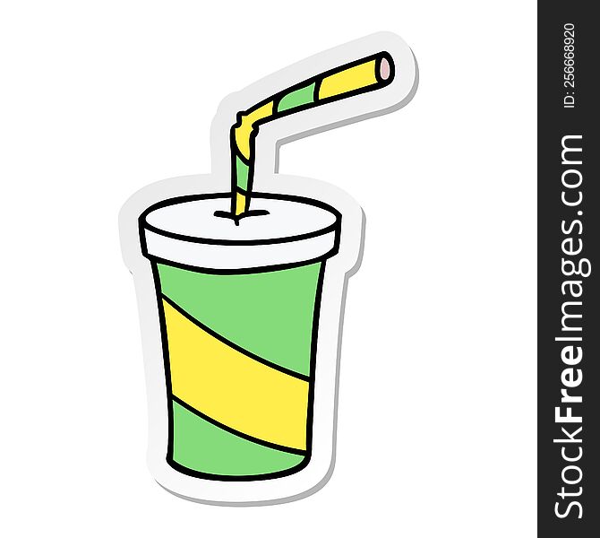 hand drawn sticker cartoon doodle of fastfood drink
