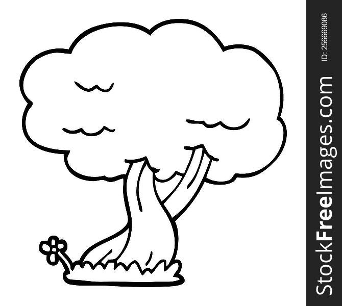 Line Drawing Cartoon Tree