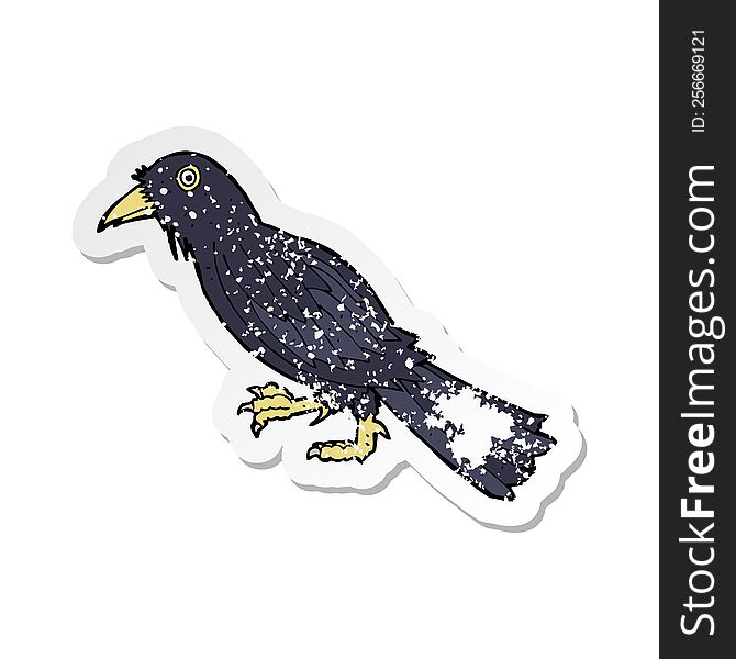 retro distressed sticker of a cartoon crow