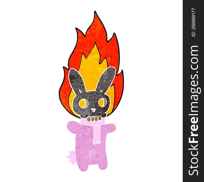 Retro Cartoon Flaming Skull Rabbit