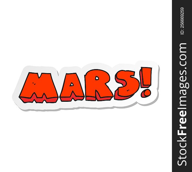 Sticker Of A Cartoon Mars Text Symbol