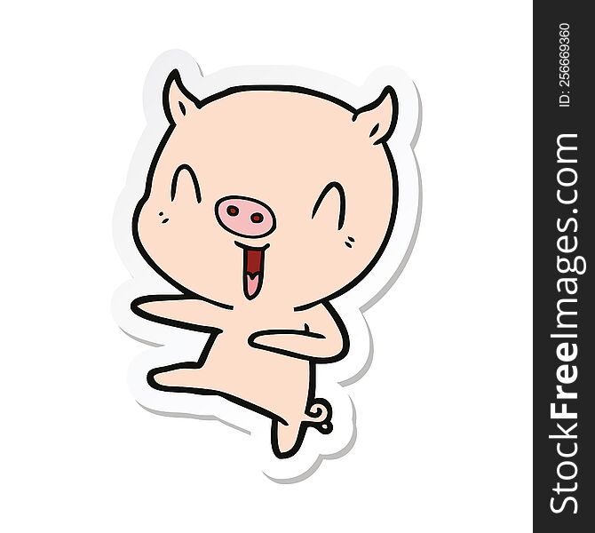 sticker of a cartoon pig dancing