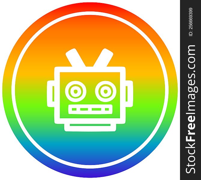 Robot Head Circular In Rainbow Spectrum