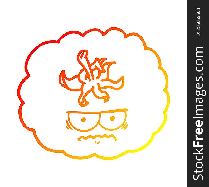 Warm Gradient Line Drawing Cartoon Angry Tomato