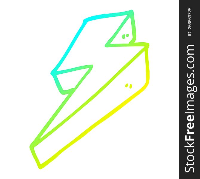 Cold Gradient Line Drawing Cartoon Thunder Bolts