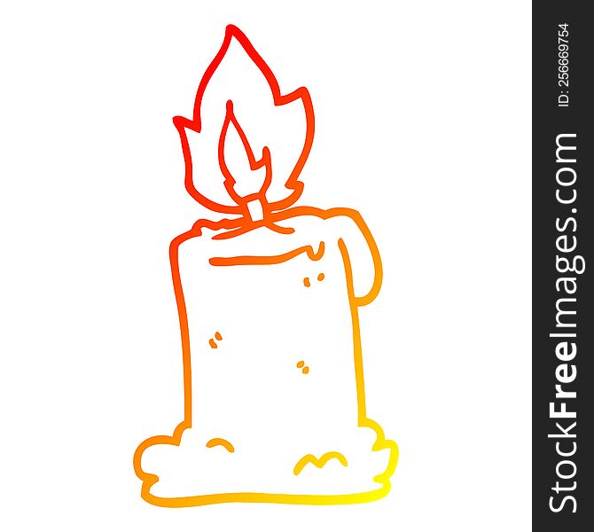 warm gradient line drawing of a cartoon burning candle