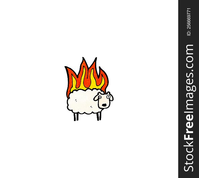 cartoon sheep on fire