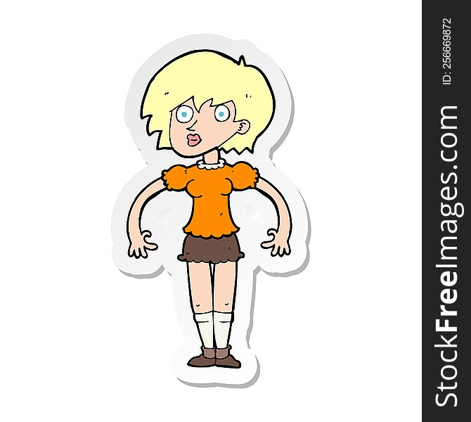 sticker of a cartoon suprised woman