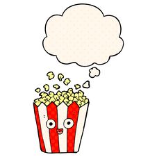 Cartoon Popcorn And Thought Bubble In Comic Book Style Royalty Free Stock Photo