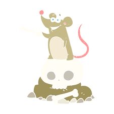 Flat Color Illustration Of A Cartoon Graveyard Rat Royalty Free Stock Image