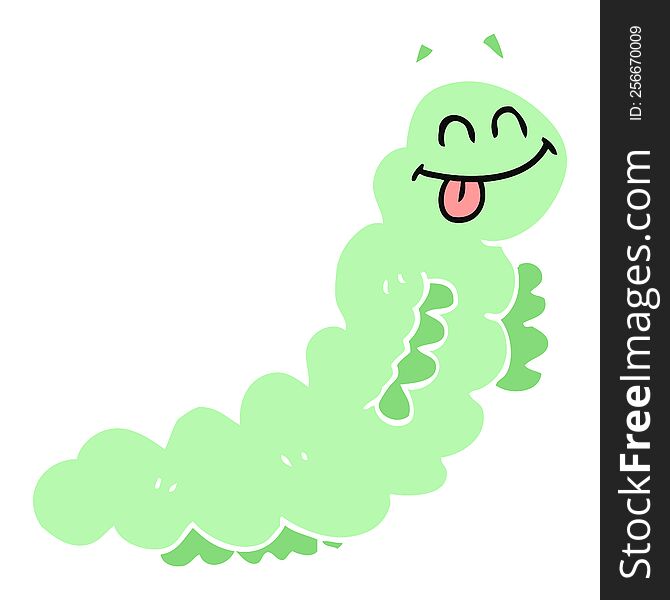 Flat Color Illustration Of A Cartoon Caterpillar