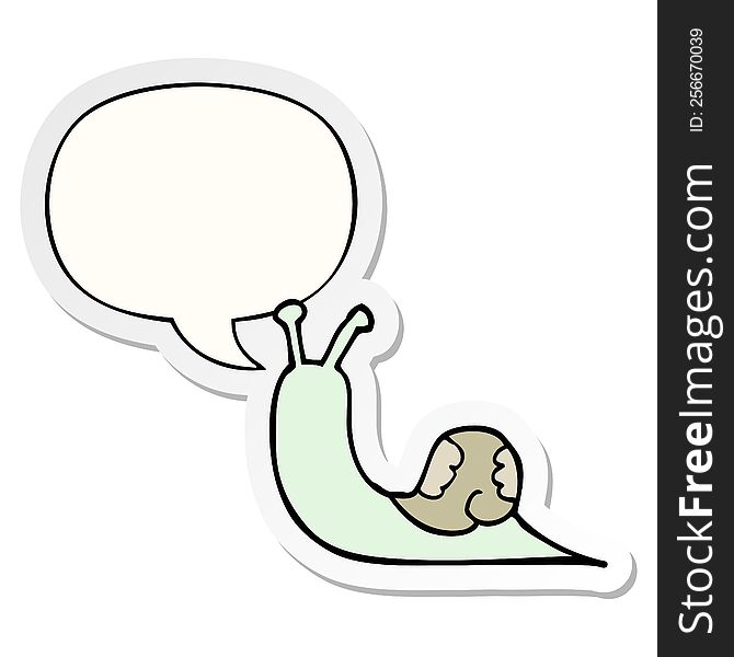 cartoon snail with speech bubble sticker. cartoon snail with speech bubble sticker