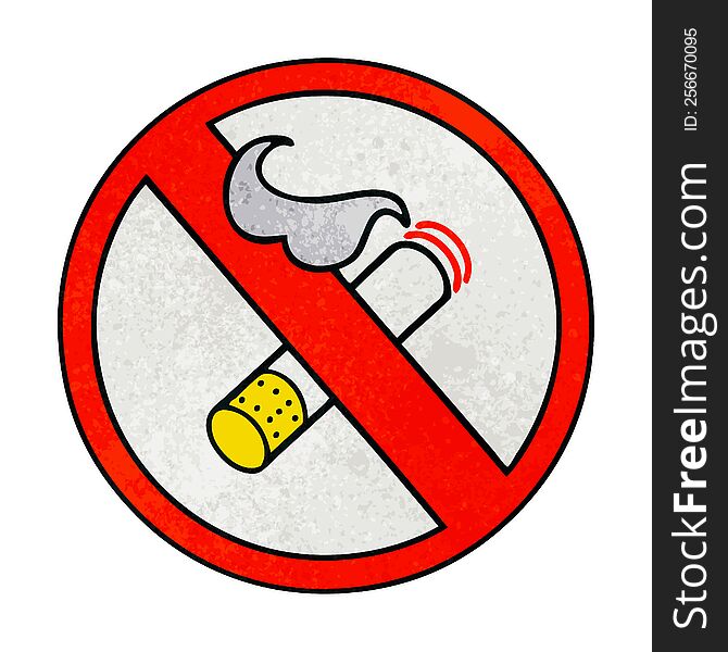 retro grunge texture cartoon of a no smoking allowed sign