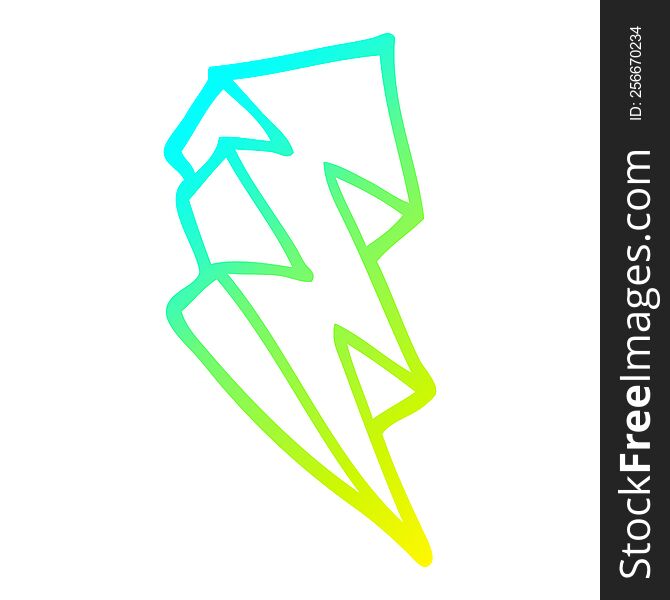 cold gradient line drawing of a cartoon lightning bolt symbol