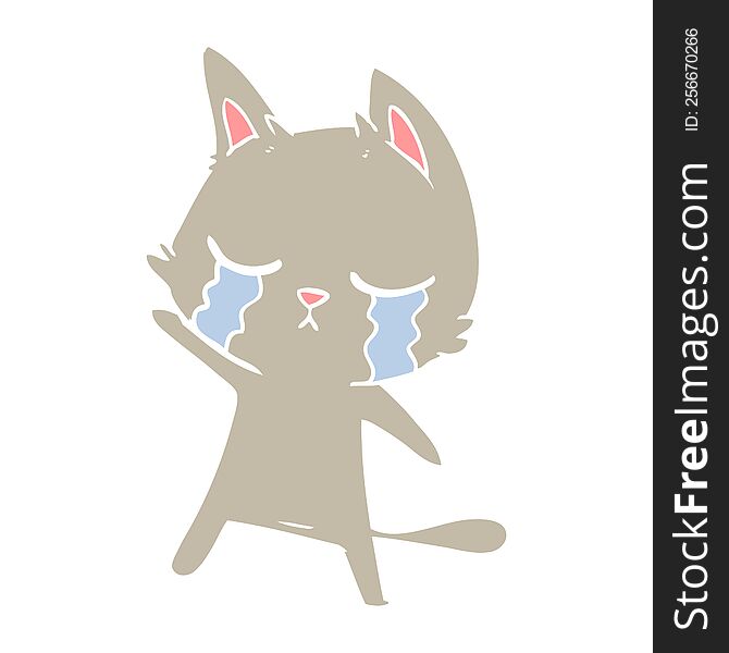 Crying Flat Color Style Cartoon Cat