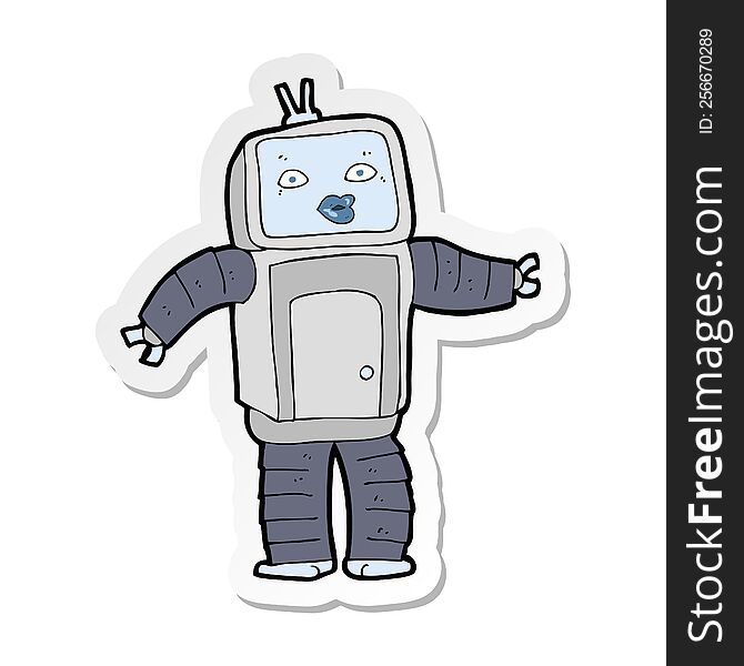 Sticker Of A Funny Cartoon Robot