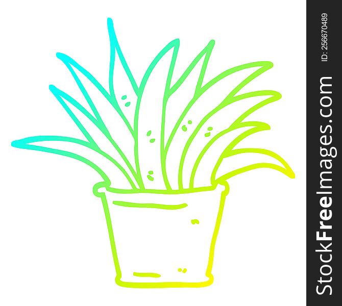 cold gradient line drawing of a cartoon house plant