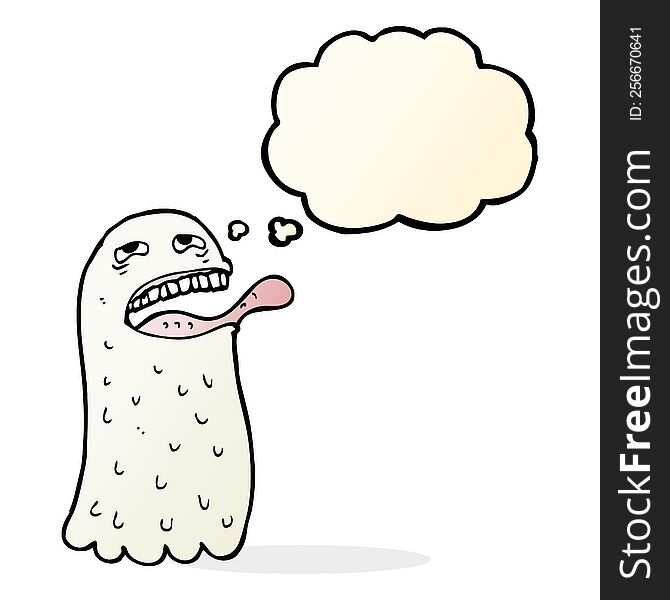 cartoon funny ghost with thought bubble