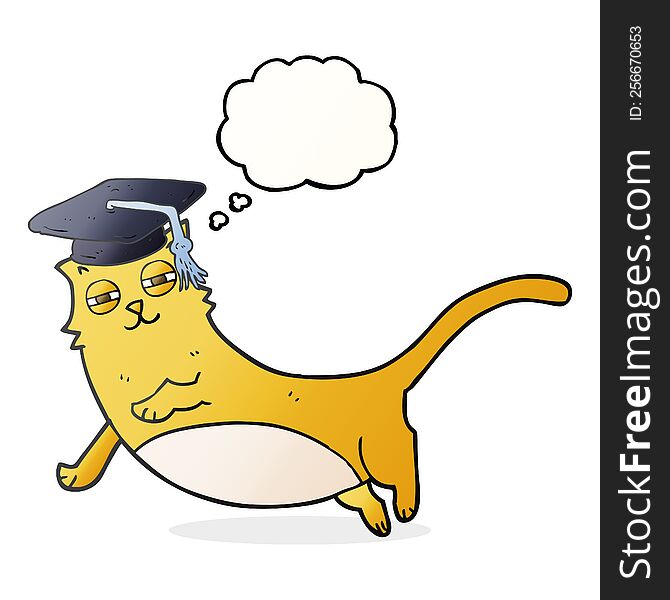 Thought Bubble Cartoon Cat With Graduate Cap