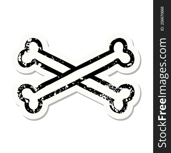 distressed sticker tattoo in traditional style of cross bones. distressed sticker tattoo in traditional style of cross bones