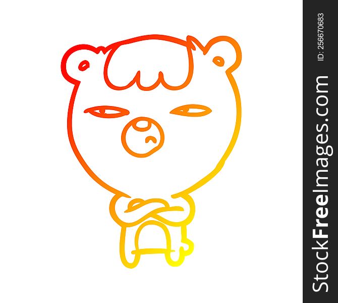 warm gradient line drawing of a annoyed bear with arms crossed