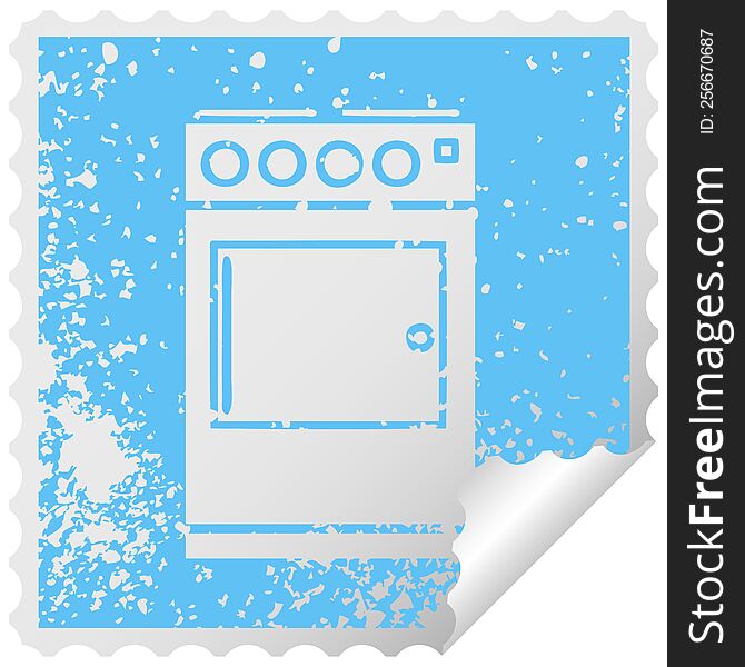 Distressed Square Peeling Sticker Symbol Oven And Cooker
