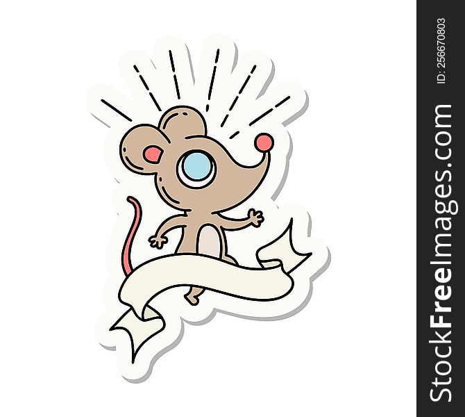 sticker of a tattoo style mouse character