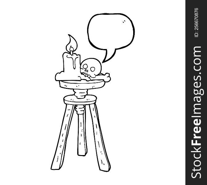 Speech Bubble Cartoon Spooky Skull And Candle
