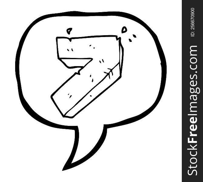 freehand drawn speech bubble cartoon stone number seven