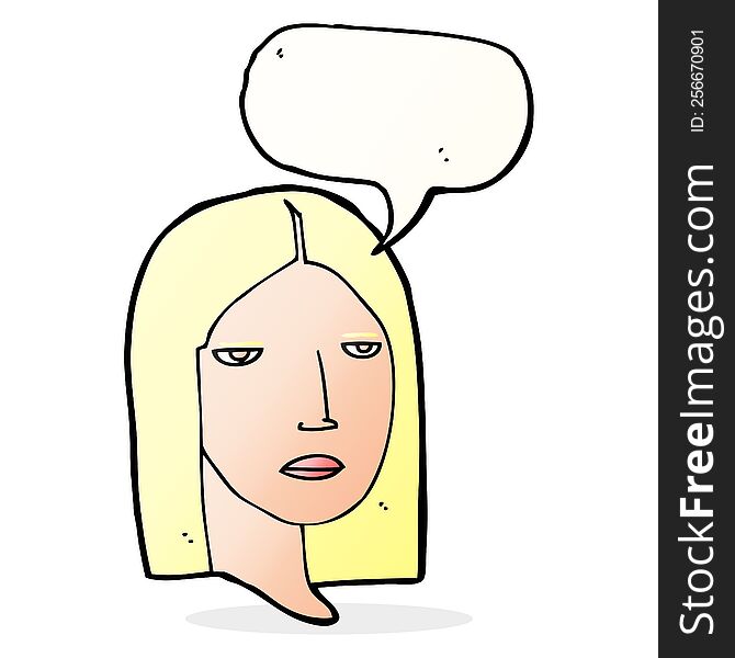 cartoon serious woman with speech bubble