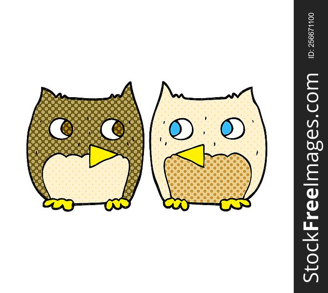 freehand drawn cute cartoon owls
