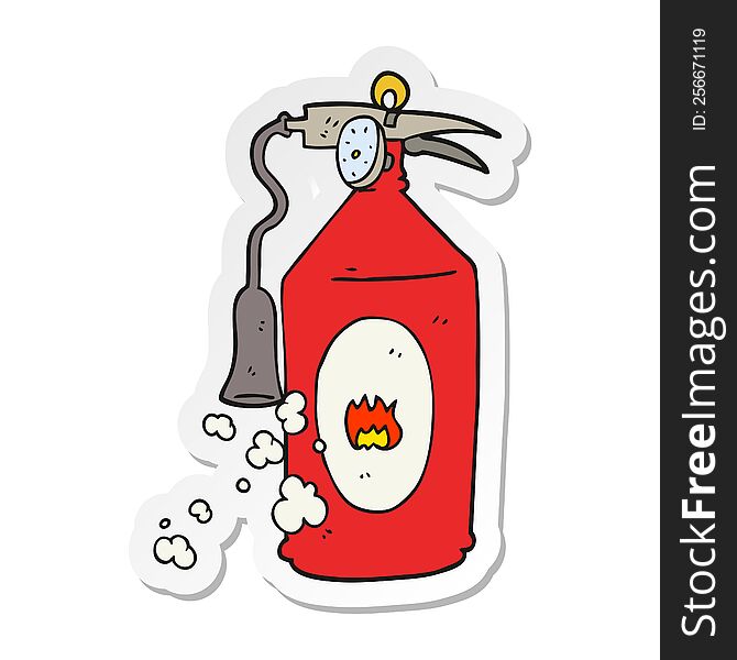 sticker of a cartoon fire extinguisher