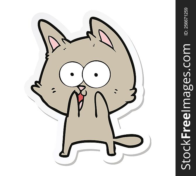 Sticker Of A Funny Cartoon Cat