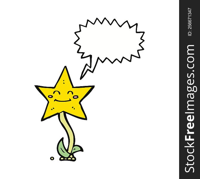 Cartoon Star Flower With Speech Bubble