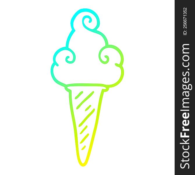 Cold Gradient Line Drawing Cartoon Ice Cream