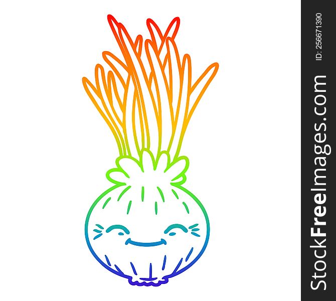 rainbow gradient line drawing of a cartoon onion