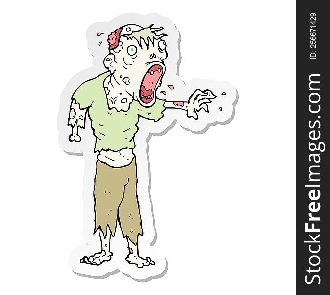 Sticker Of A Cartoon Zombie