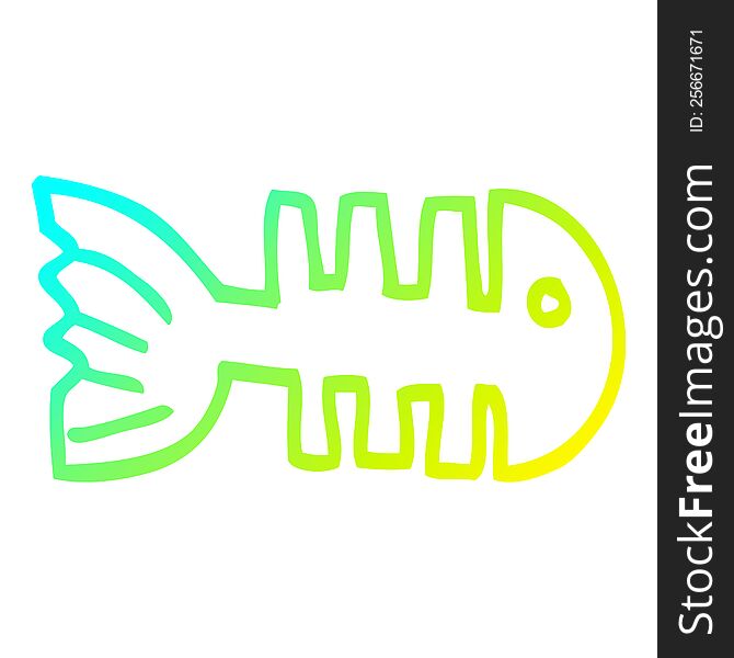 cold gradient line drawing cartoon fish bones