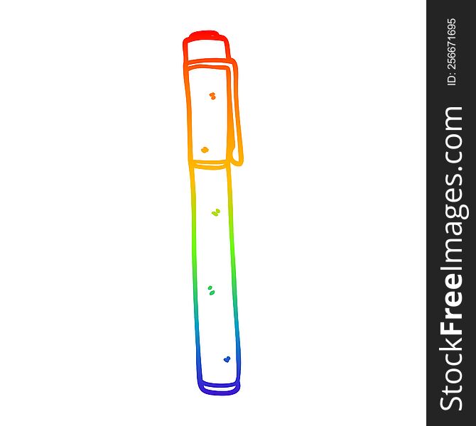 Rainbow Gradient Line Drawing Cartoon Pen