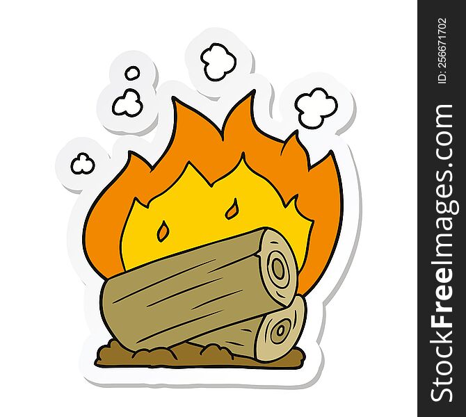 sticker of a cartoon campfire