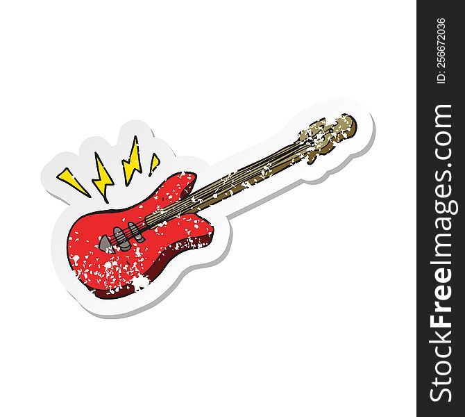 retro distressed sticker of a cartoon electric guitar