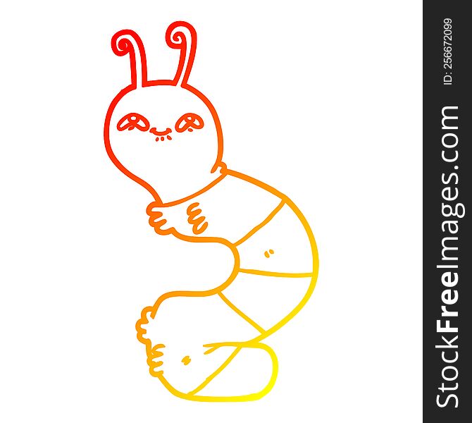 Warm Gradient Line Drawing Cartoon Happy Caterpillar