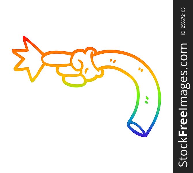 rainbow gradient line drawing of a cartoon pointing hand