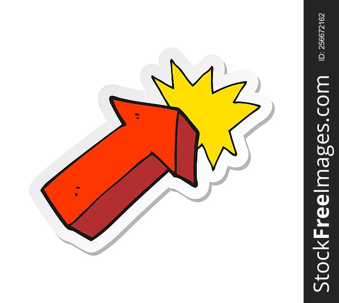 Sticker Of A Cartoon Pointing Arrow Symbol