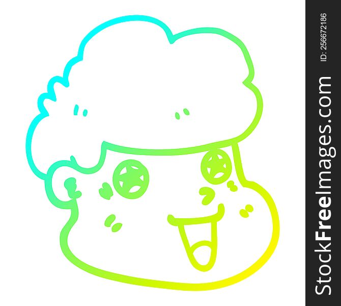 Cold Gradient Line Drawing Cartoon Boy S Face