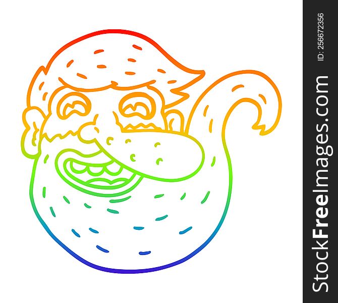 Rainbow Gradient Line Drawing Bearded Cartoon Man